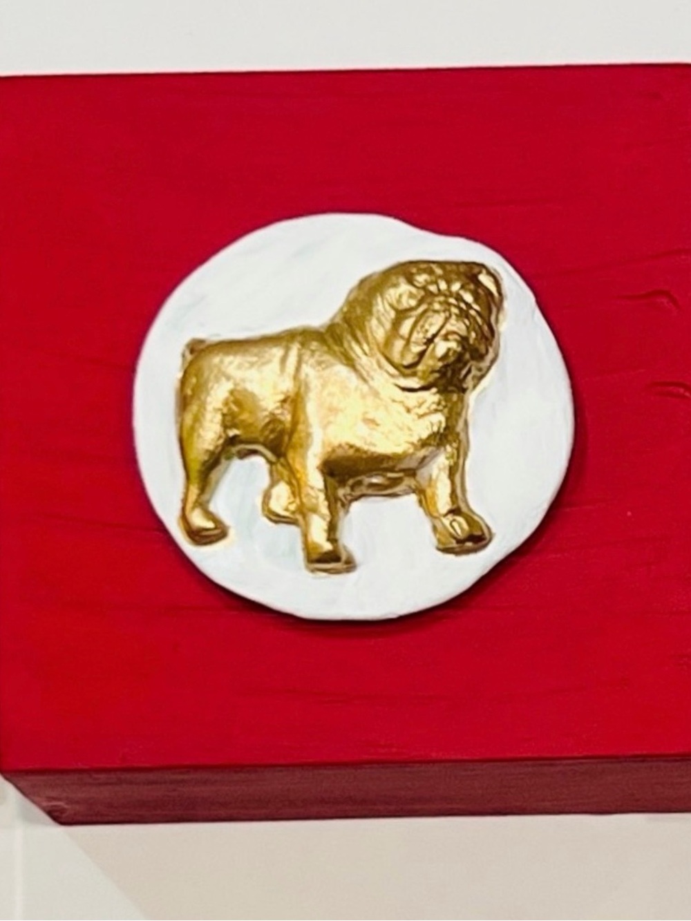University of Georgia Bulldog Intaglio on 4 x 4 wood panel